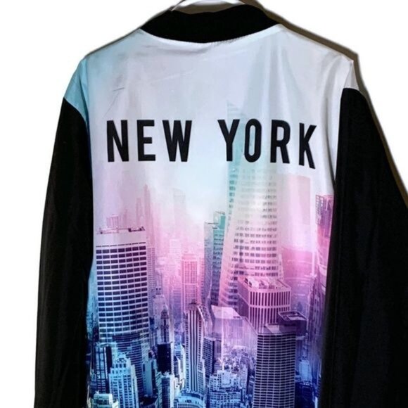 Forever 21 Girls NYC Graphic Bomber Jacket Size 13/14 - Picture 5 of 8